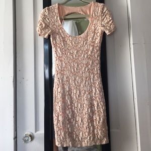 Floral Lace Cut-Out Body Con Dress