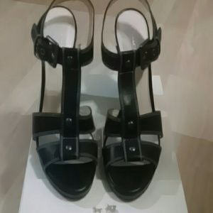 Coach black sandal heels