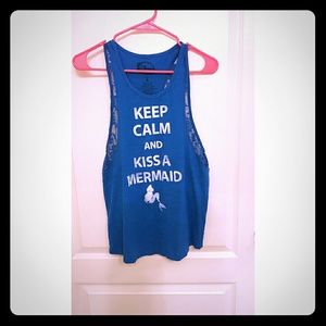 Blue lace mermaid tank top