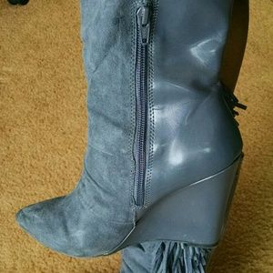 Cosmopolitan: Gray Suede Ankle Boot