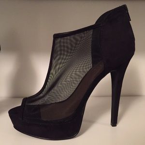 Black Mesh Platform Booties