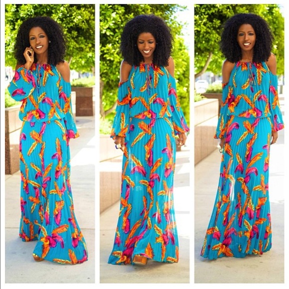 Bohemian Pleated Maxi Dress