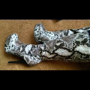 Charlotte Russe Tall to Knee Snakeskin like Boot