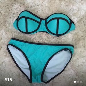 Knock-off strapless mint Triangl bikini set