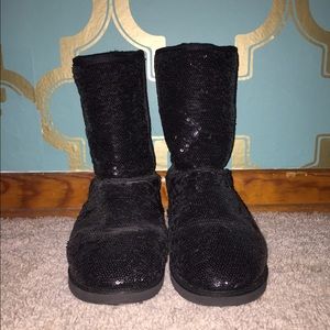 Black sparkly boots size 8