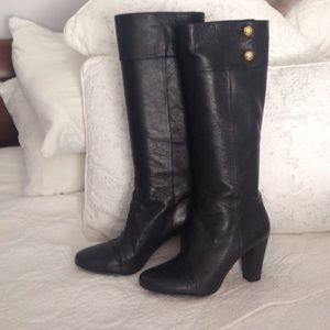 Kate Spade Genuine Black Leather Tall Boots
