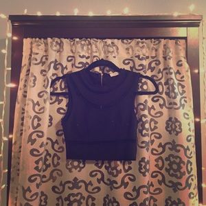 Black crop top with see-thru detail