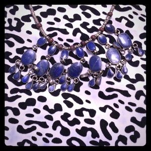 Vintage navy bib necklace