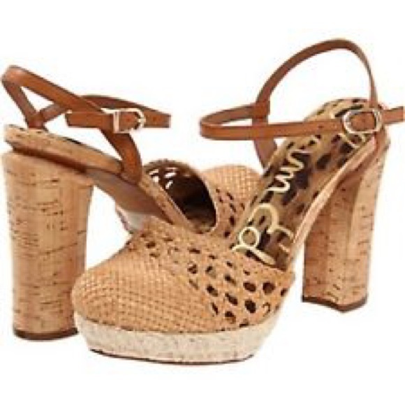 EDELMAN Leather Basketweave Chunky Heel Espadrille - Picture 2 of 4