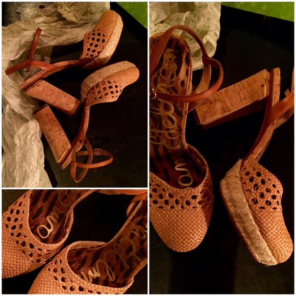 EDELMAN Leather Basketweave Chunky Heel Espadrille - Picture 4 of 4