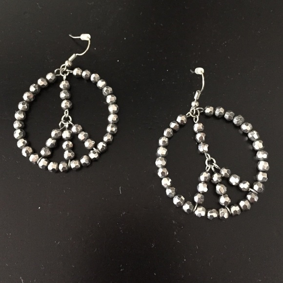Graphite peace earrings