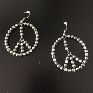 Graphite peace earrings