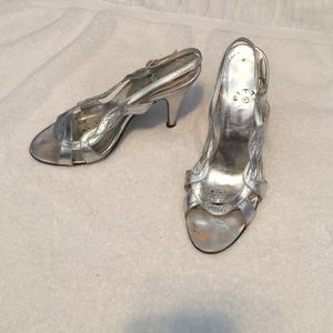 Silver metallic high heels