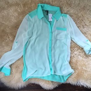 Sheer light Green Blouse