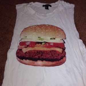 FOREVER 21 HAMBURGER MUSCLE TEE