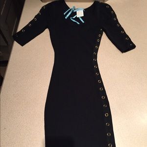 Marciano Skinny Back Dress Gold Grommet  Snaps