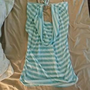 STRIPED blue/green mix no sleeve top