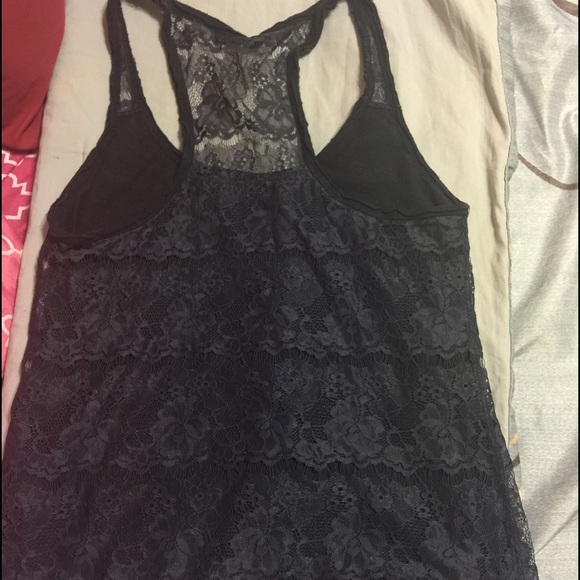 Navy Blue Abercrombie Fitch Lace Tank Top - Picture 2 of 3