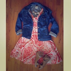 Anthropologie Maeve Orange Paisley Floral Dress