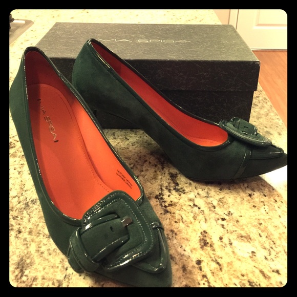 Via Spiga hunter green suede