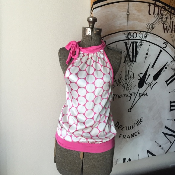 Choker top. Adorable Cream and pink blouse.