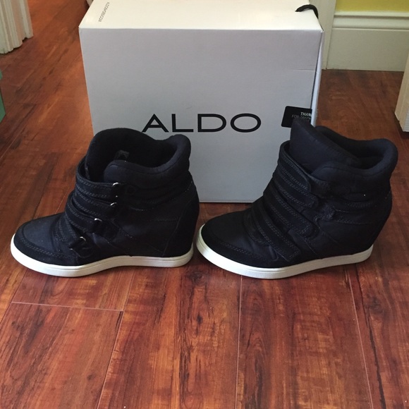 ALDO Shoes - All Black suede and canvas ALDO wedges w/ Velcro