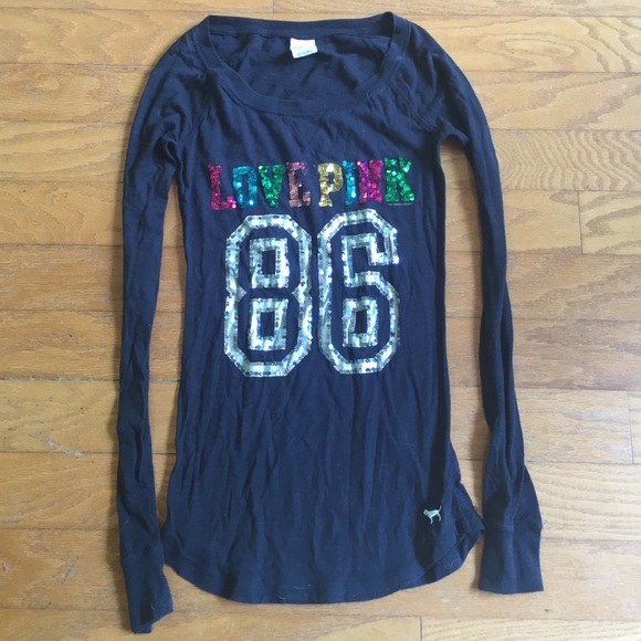 PINK long sleeve sparkle tee