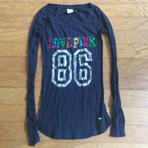 PINK long sleeve sparkle tee