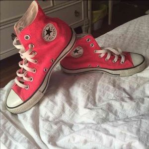 Hot pink high top converse