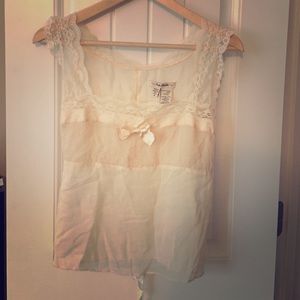 Free People beige sheer lace top