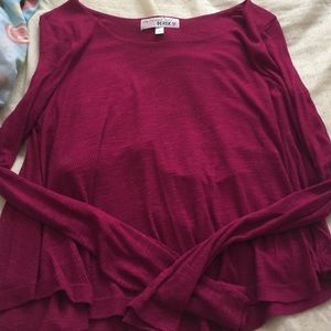 Burgundy flowy long sleeve shirt