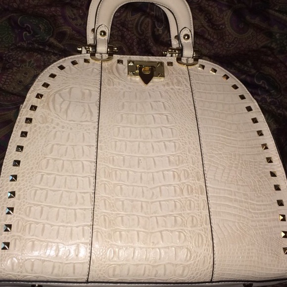 Bone croc handbag with studs