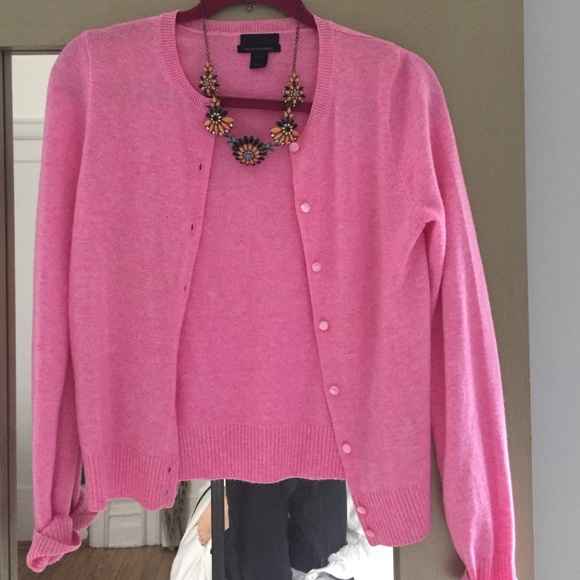 jcrew pink cashmere cardigan