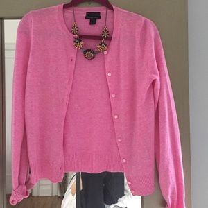 jcrew pink cashmere cardigan