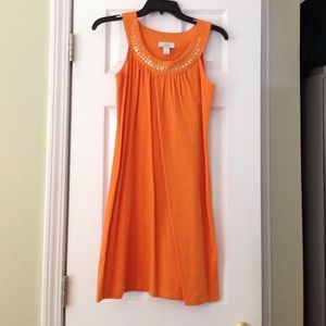 Orange Cotton Dress from LOFT