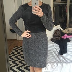 Club Monaco tweed and leather dress