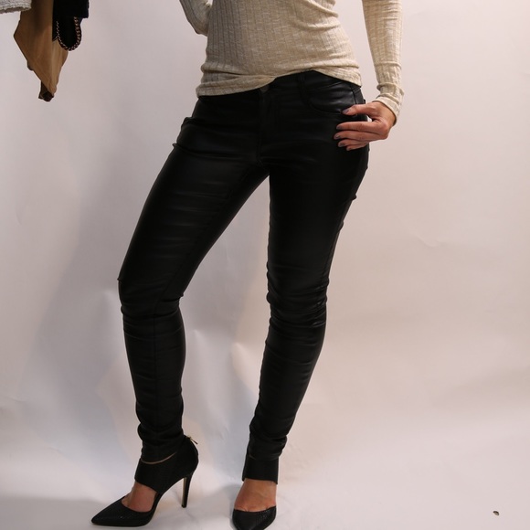 SOLD Black Faux Leather Skinny Pants - Picture 2 of 4
