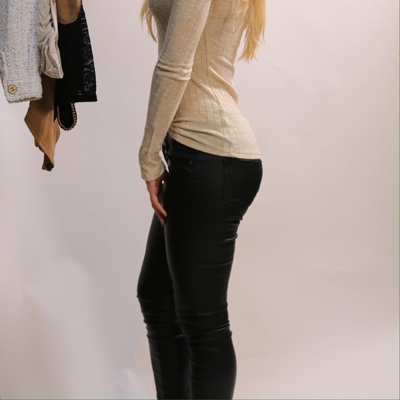 SOLD Black Faux Leather Skinny Pants - Picture 3 of 4
