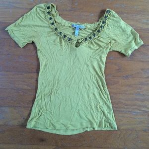 Mustard short sleeve blouse