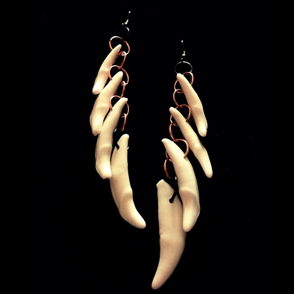 Real Coyote Teeth Dangle Earrings ( Taxidermy )