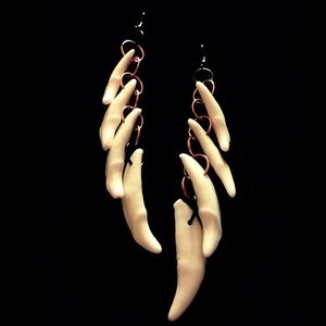 Real Coyote Teeth Dangle Earrings ( Taxidermy )