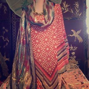 Short Kaftan Orange , white Design