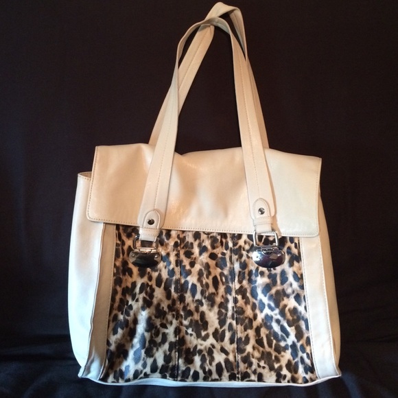 New York & Co Purse - cream and leopard print - lg