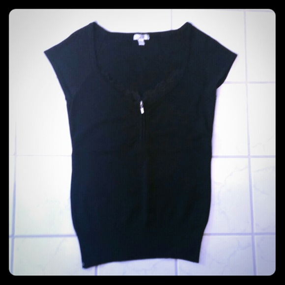 Black lace detail Cache' Top