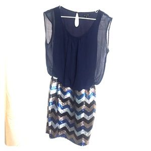 Navy blue top sequin bottom dress. USED ONCE