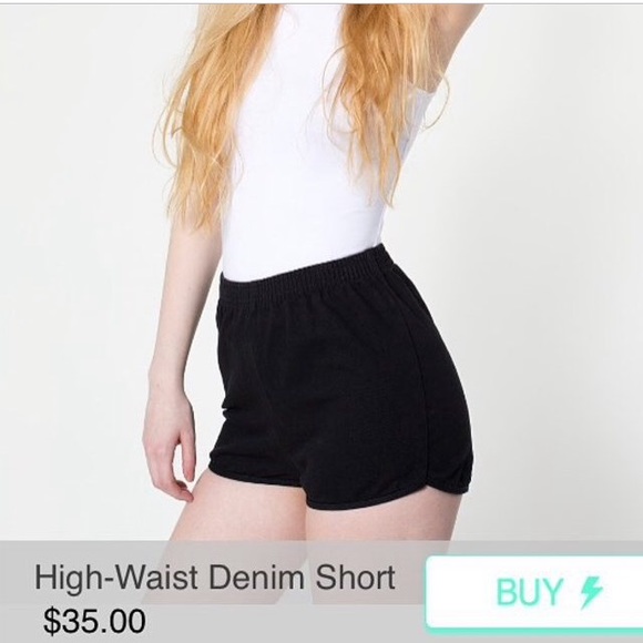 American apparel black high waisted denim shorts