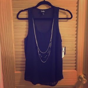 Sheer navy blue tank top