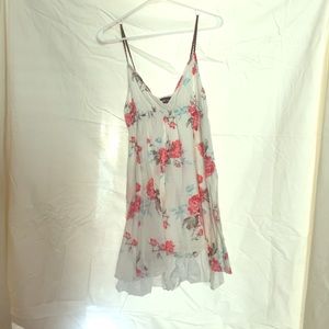 Spring dress, white with roses design