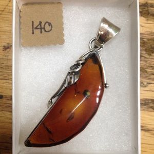 Sterling silver genuine Amber pendant