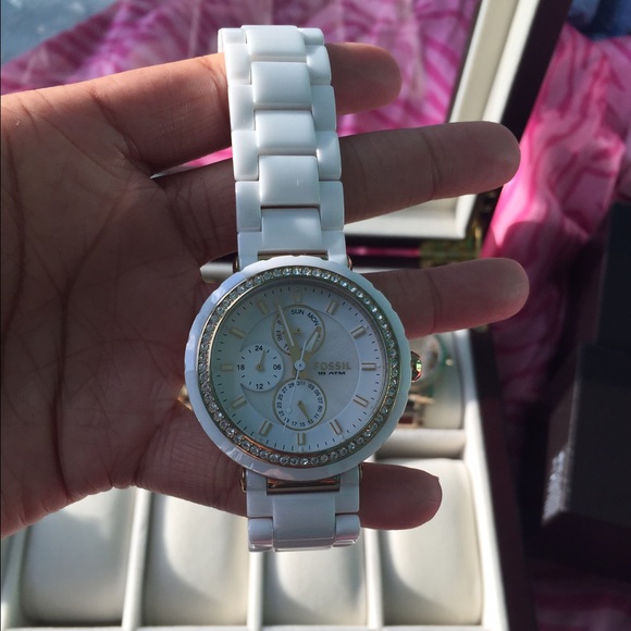 Authentic White Ceramic Fossil Watch